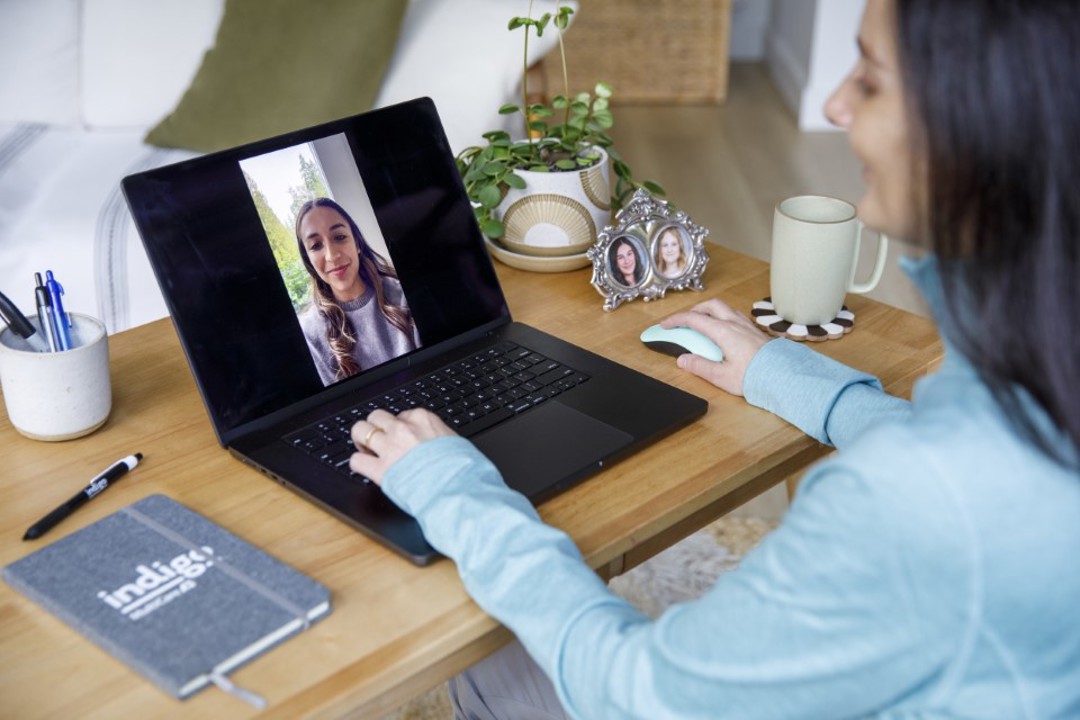 talking with virtual care provider on laptop