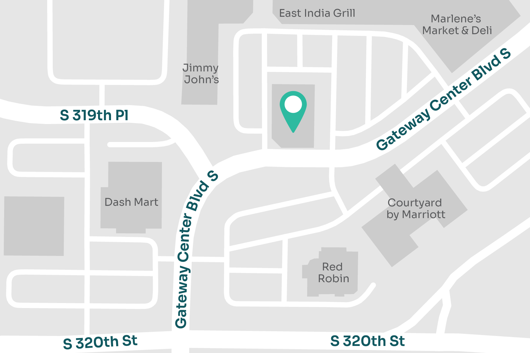 A map displaying location of MultiCare Indigo Urgent Care - Federal Way
