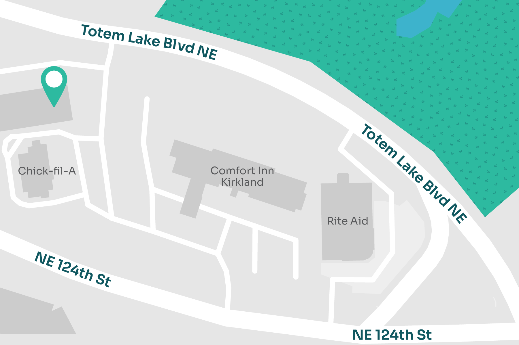 A map displaying location of MultiCare Indigo Urgent Care - Kirkland
