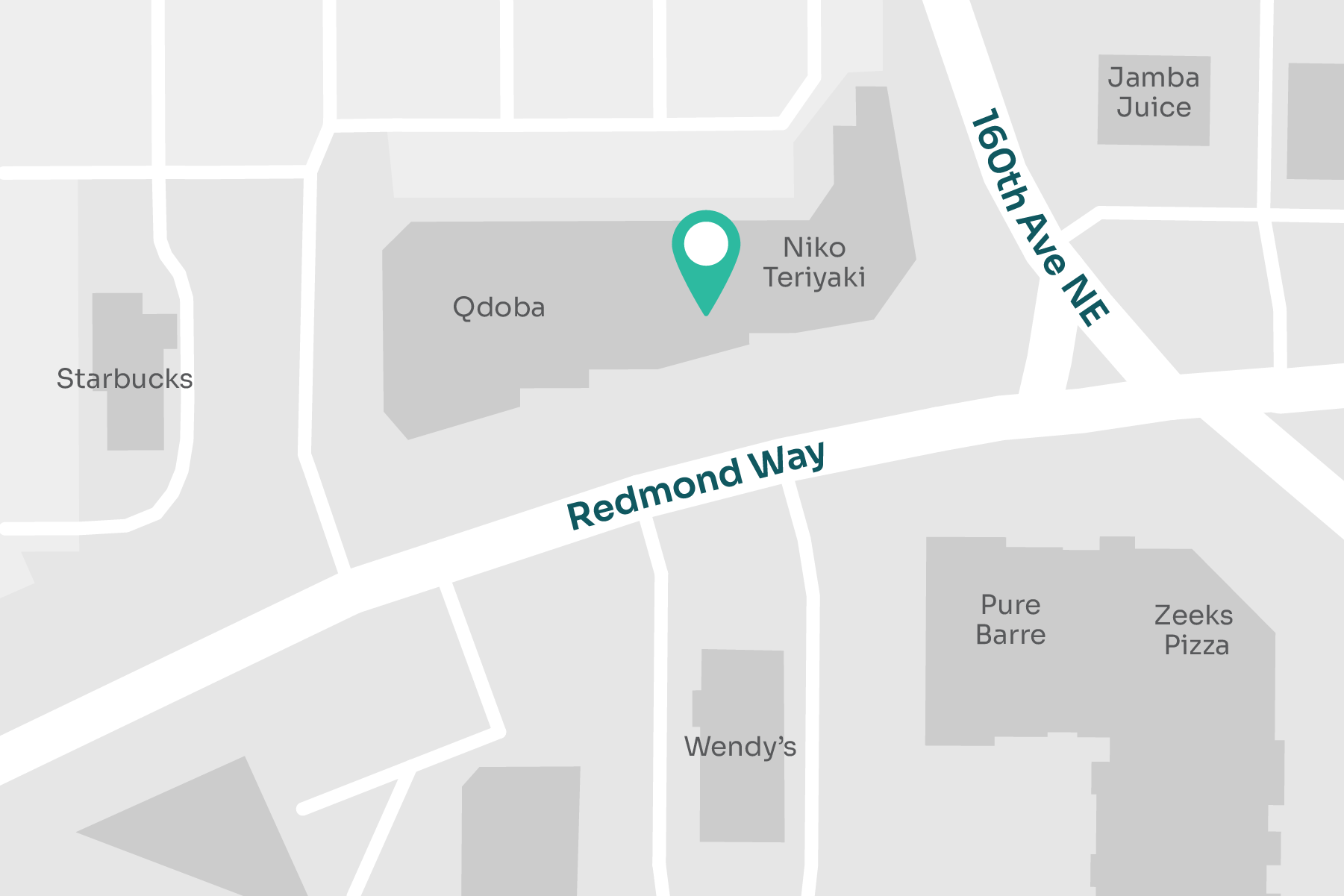 A map displaying location of Redmond Urgent Care