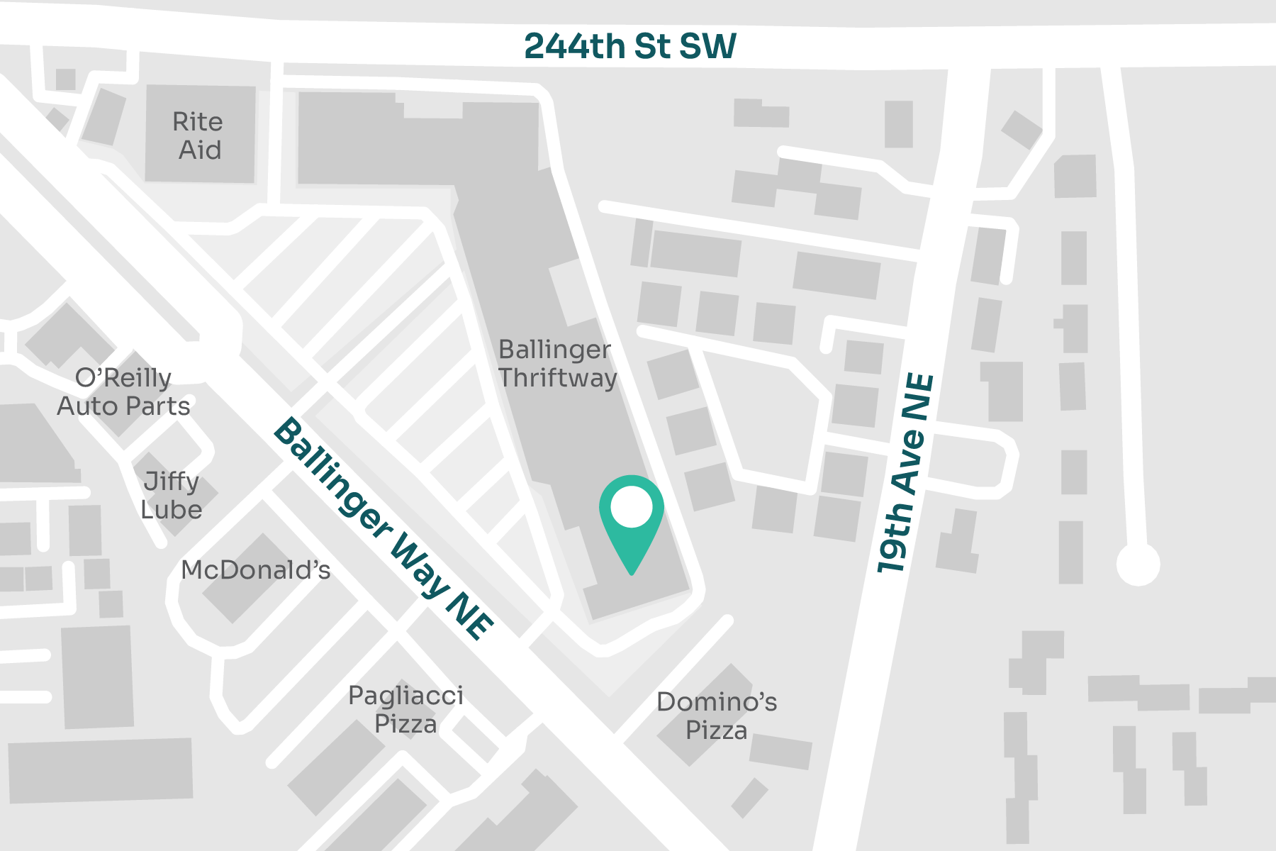 A map displaying location of MultiCare Indigo Urgent Care - Shoreline