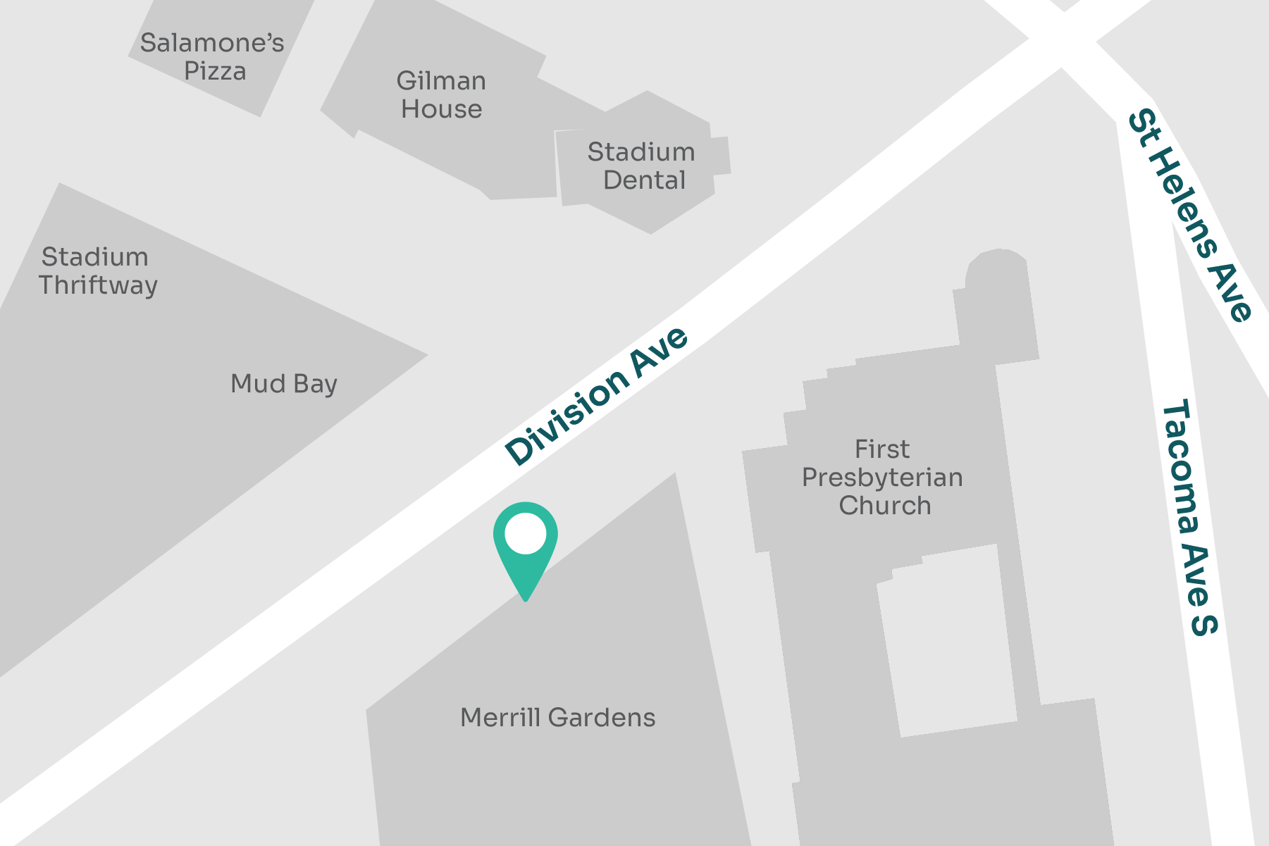 A map displaying location of MultiCare Indigo Urgent Care - Tacoma